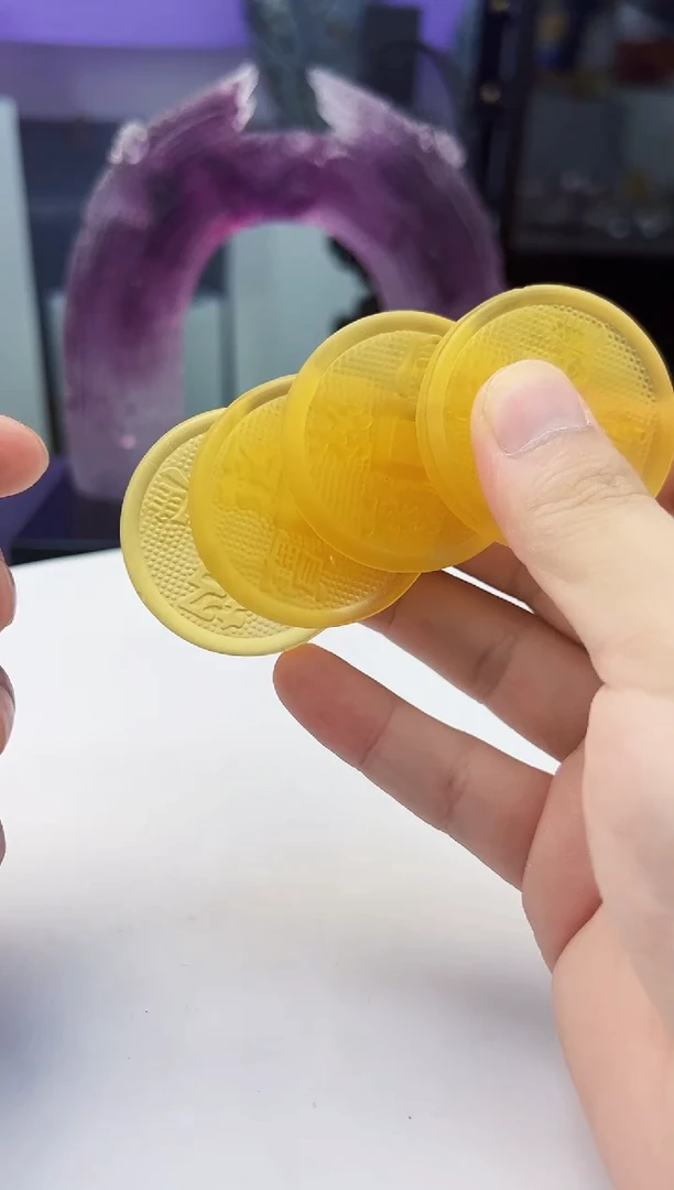 琉璃手工艺品古法琉璃钱币四个摆件