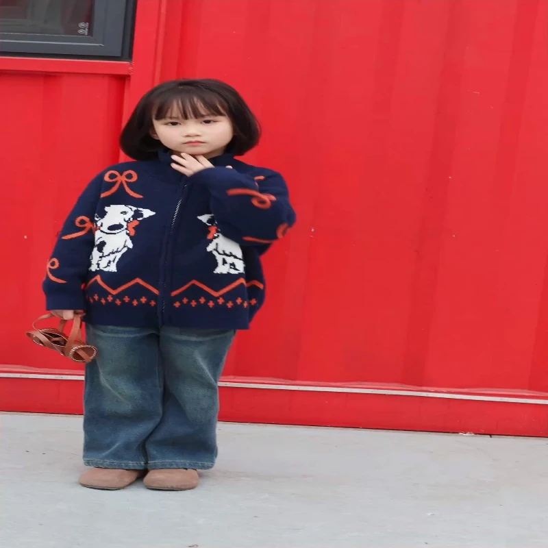 女童加绒保暖冬款毛衣秋冬宝宝冬季2025新款小众艺术儿童针织外套