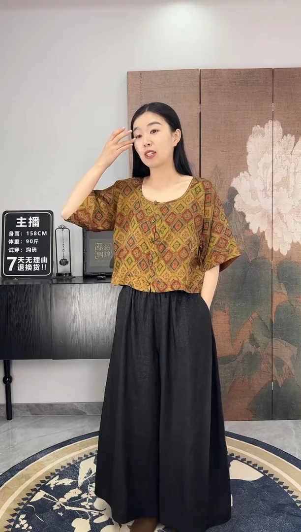 100桑蚕丝复古油画唐褙子