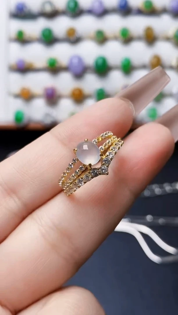 银S925镶嵌戒指翡翠5449