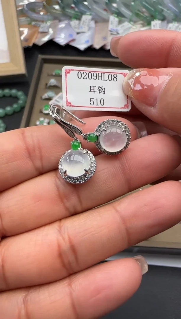 【闪购商品】翡翠耳饰银S925镶嵌0209HL08