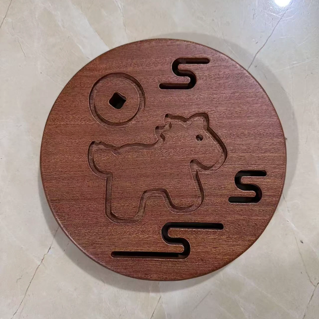 乌檀木马上有钱隔热垫杯垫紫砂壶垫干泡台茶盘创意17*17*2cm