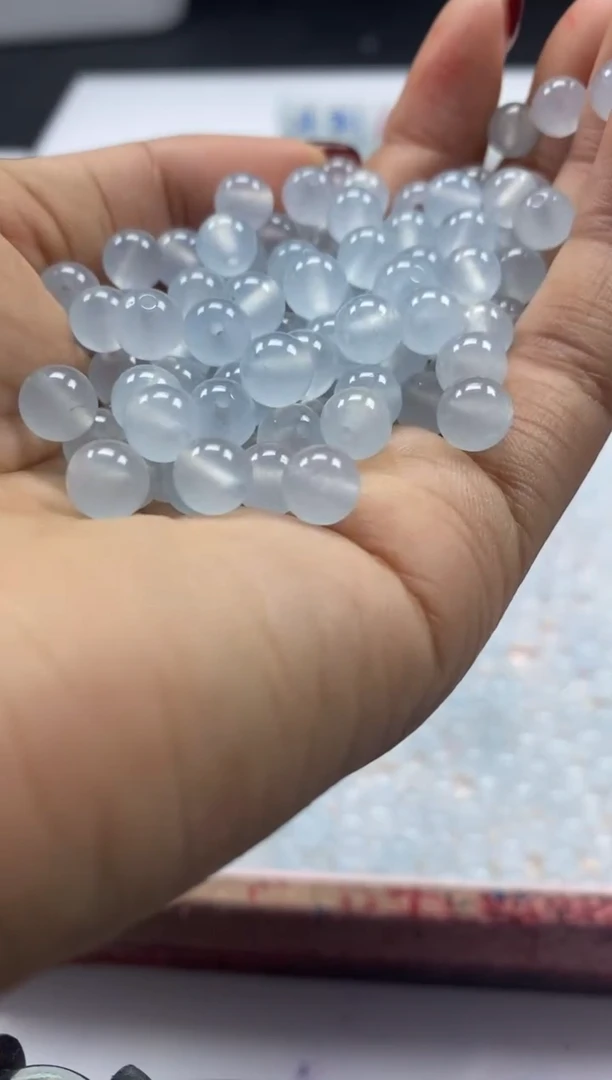 【闪购商品】玛瑙/玉髓颈饰未镶嵌w792冰川蓝玛瑙6mm*50颗