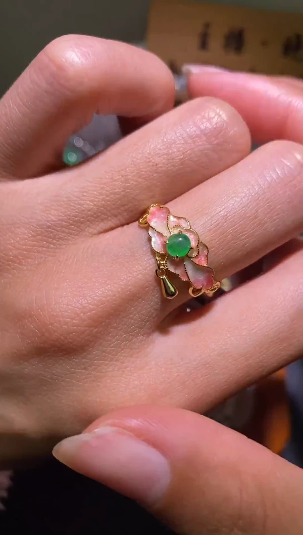 银S925镶嵌戒指翡翠032