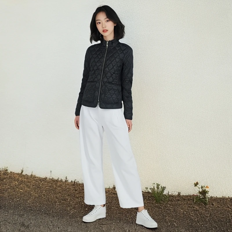 99新 BURBERRY/博柏利 棉服/菱形纹长袖拉链外套/S码/0001890