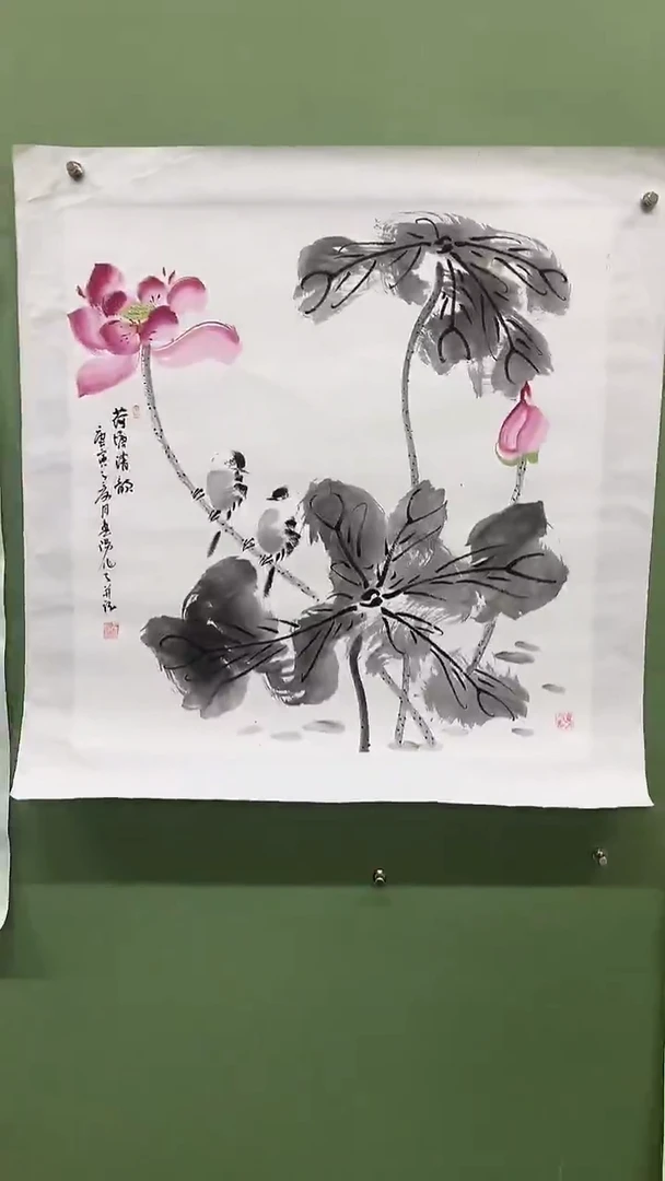竖款精品四尺斗方荷花