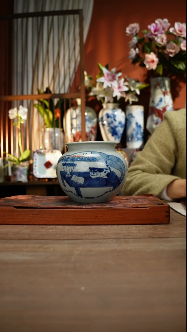 当代景德镇设计师釉下手绘陶瓷花瓶