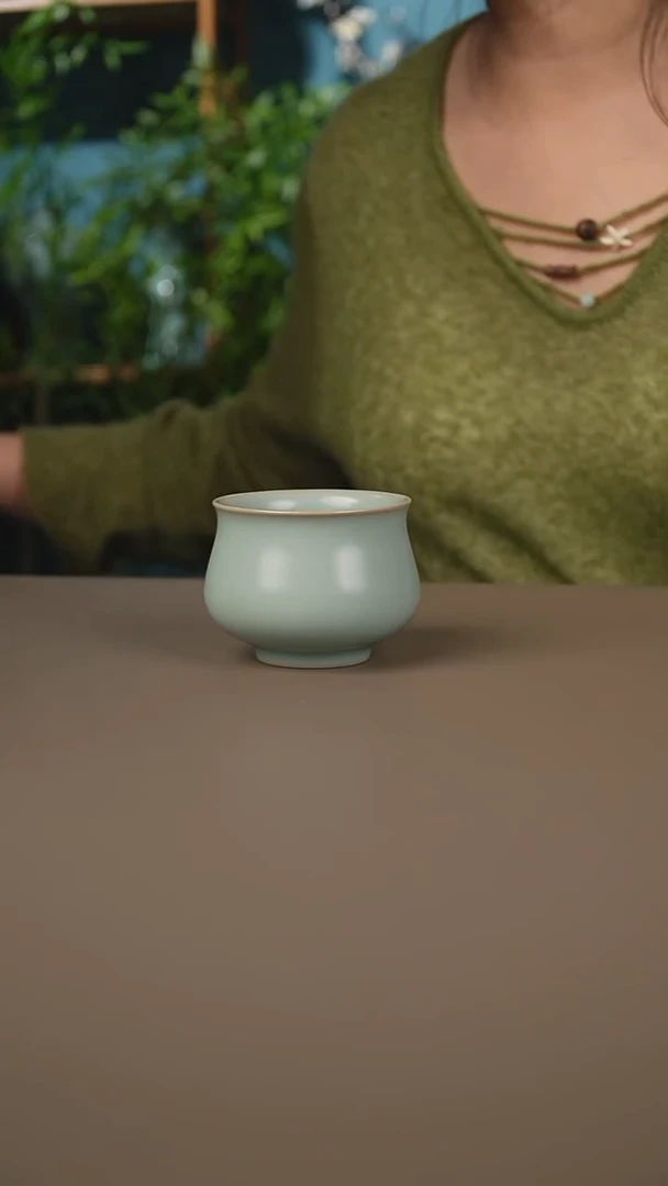 仿古青绿玉兰杯微暇