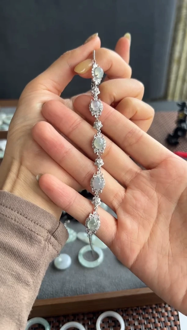 【闪购商品】翡翠手链银S925镶嵌525买断