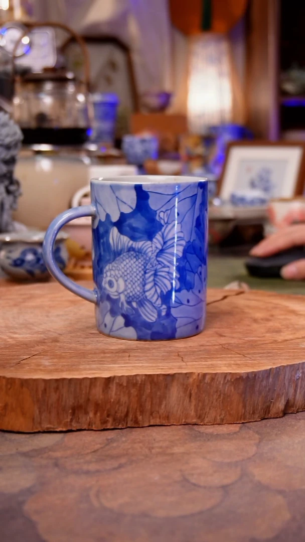 杯子陶鱼手工手绘手工手绘