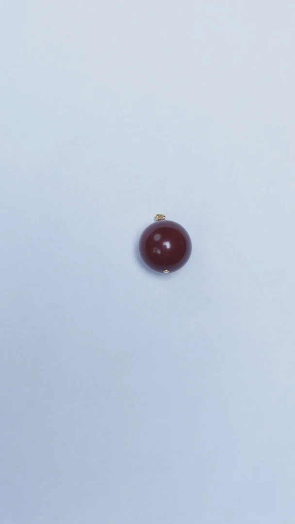 18K金镶嵌颈饰琥珀古董蜡圆珠吊坠