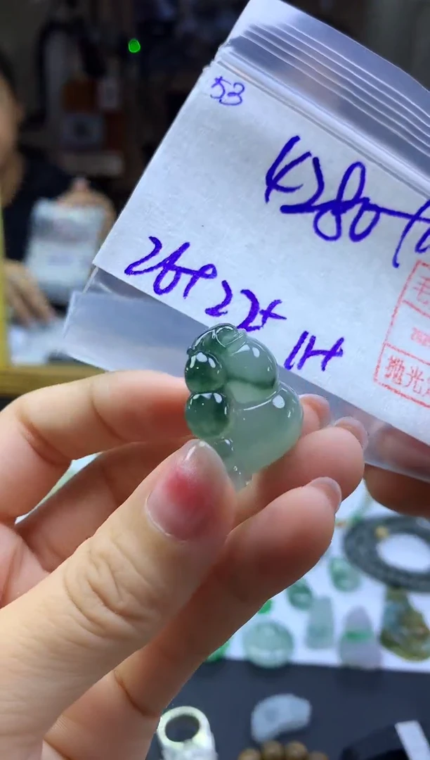 未镶嵌定制翡翠53特色葫芦*4290元毛货需精抛光