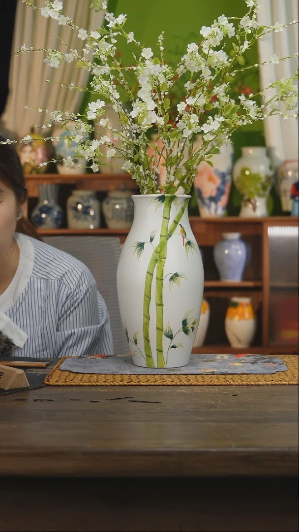 瓷片景德镇纯手工手绘花器摆件