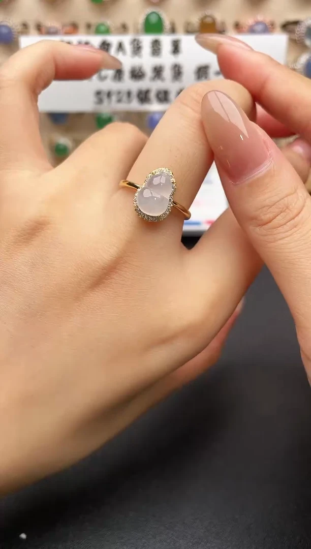 银S925镶嵌戒指翡翠一物一证一礼盒