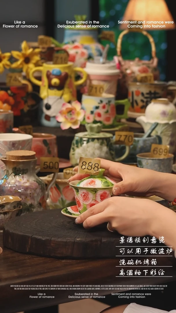 陶瓷888景德镇高温釉下彩绘设计师款式
