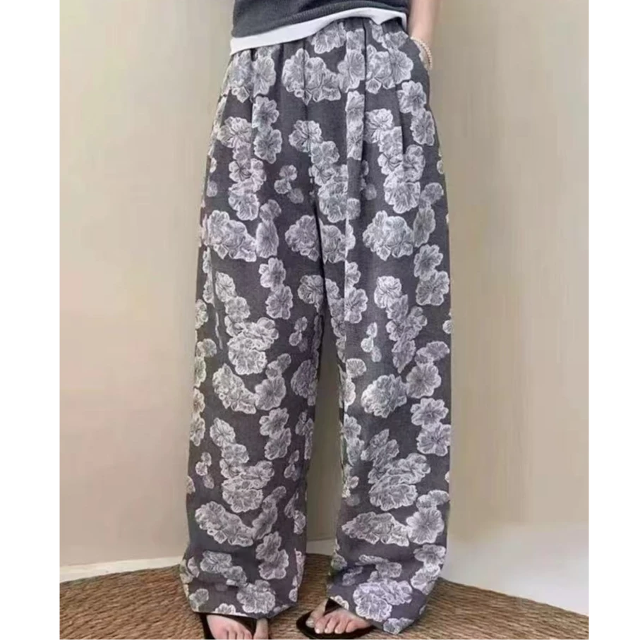 【锦衣服饰】ALZ 918波西米亚风松紧腰印花阔腿裤