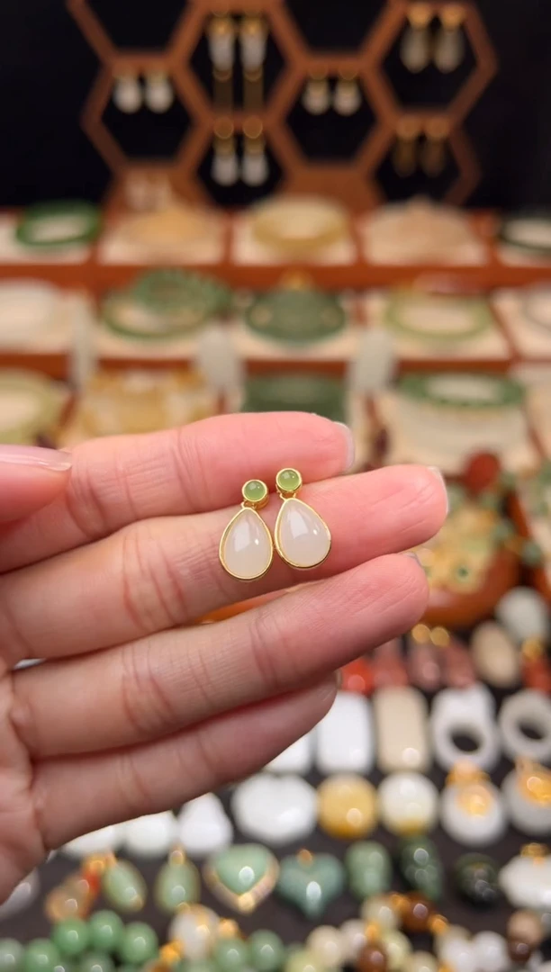 银S925镶嵌和田玉耳饰福利