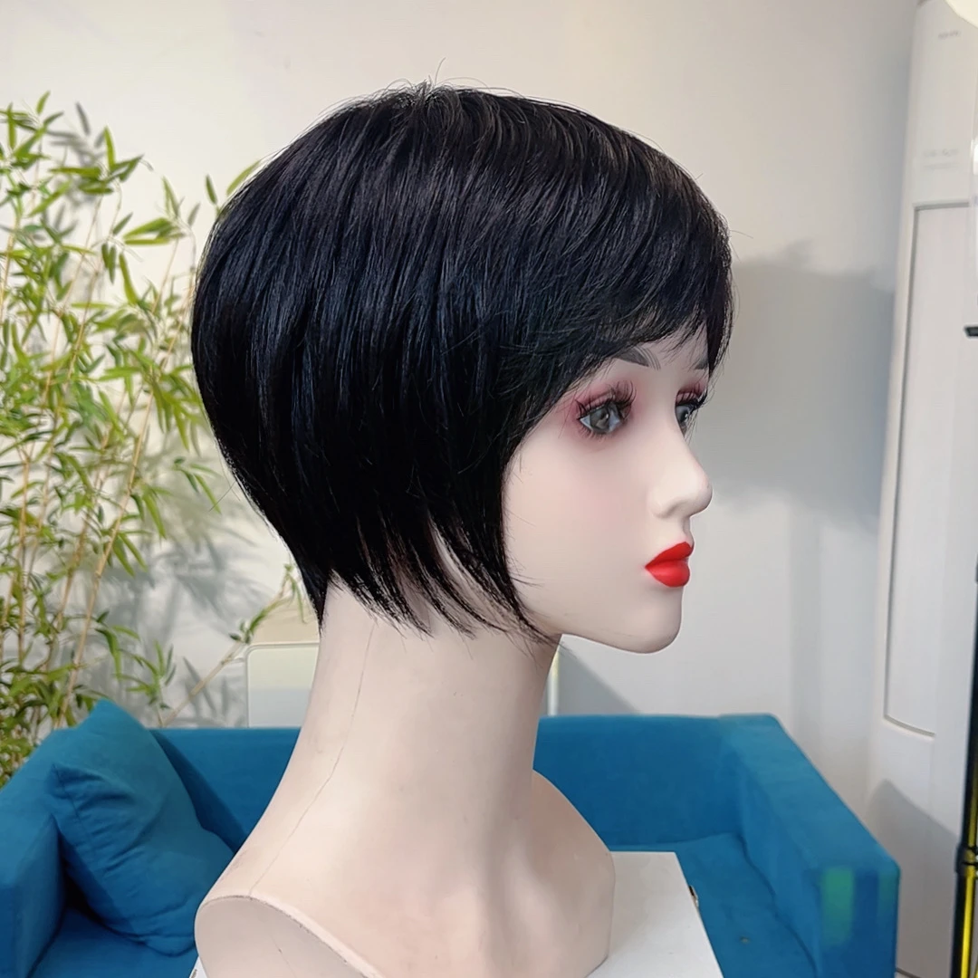 【短波波高端全手织】假发女全头套真发波波头挂耳减龄夏天轻薄自然