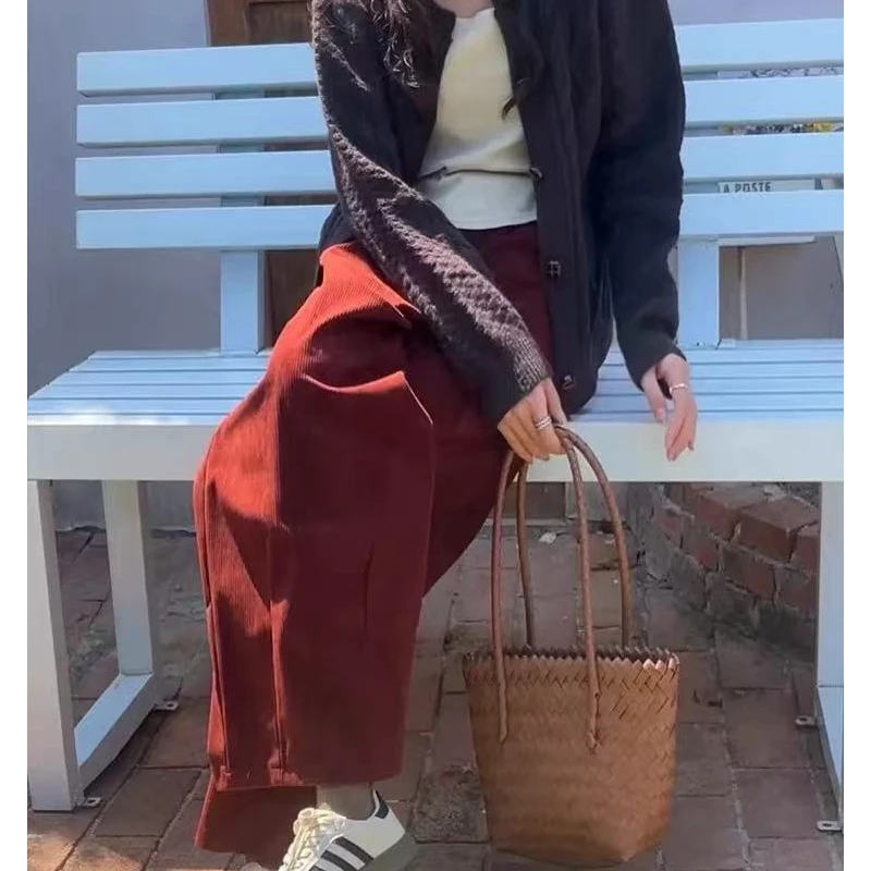 秋冬加绒阔腿直筒休闲裤宽松奶奶裤