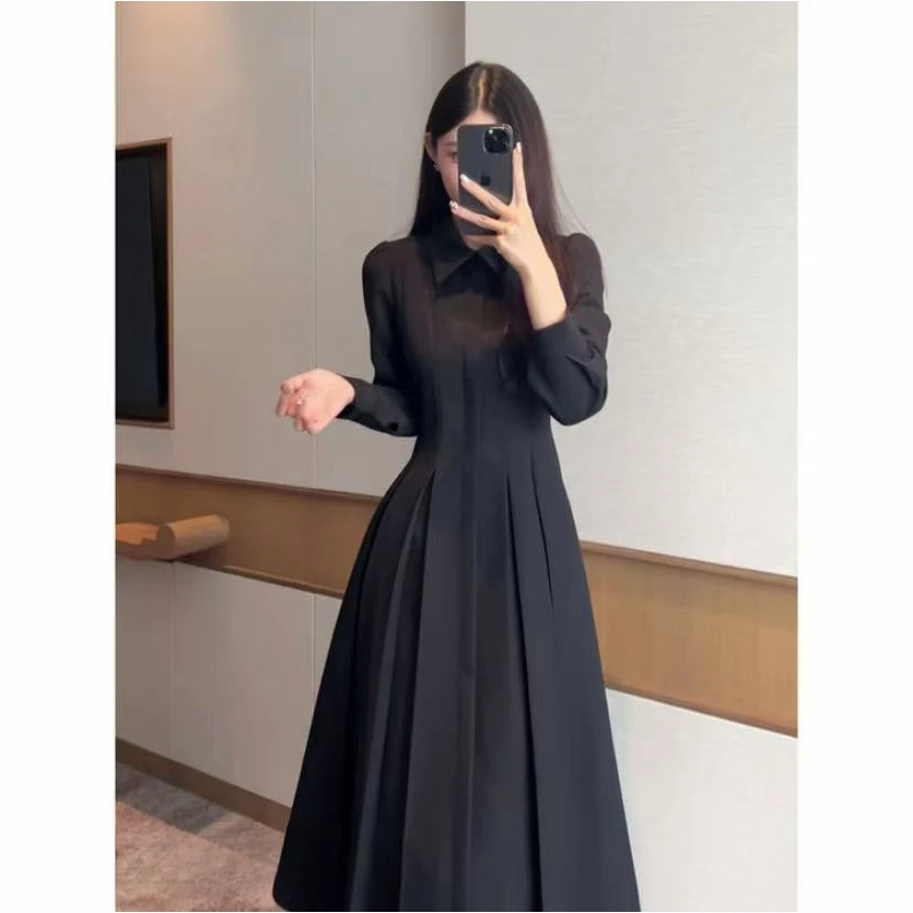 2025年秋冬新款polo领简约百搭显瘦设计减龄连衣裙C003