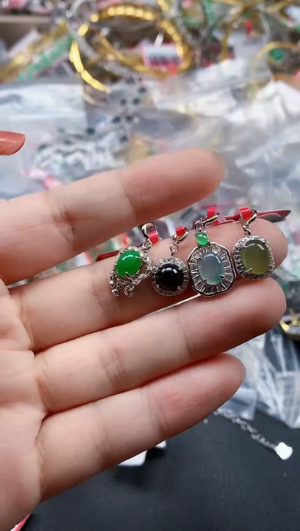 银S925镶嵌戒指翡翠天然A货缅甸翡翠