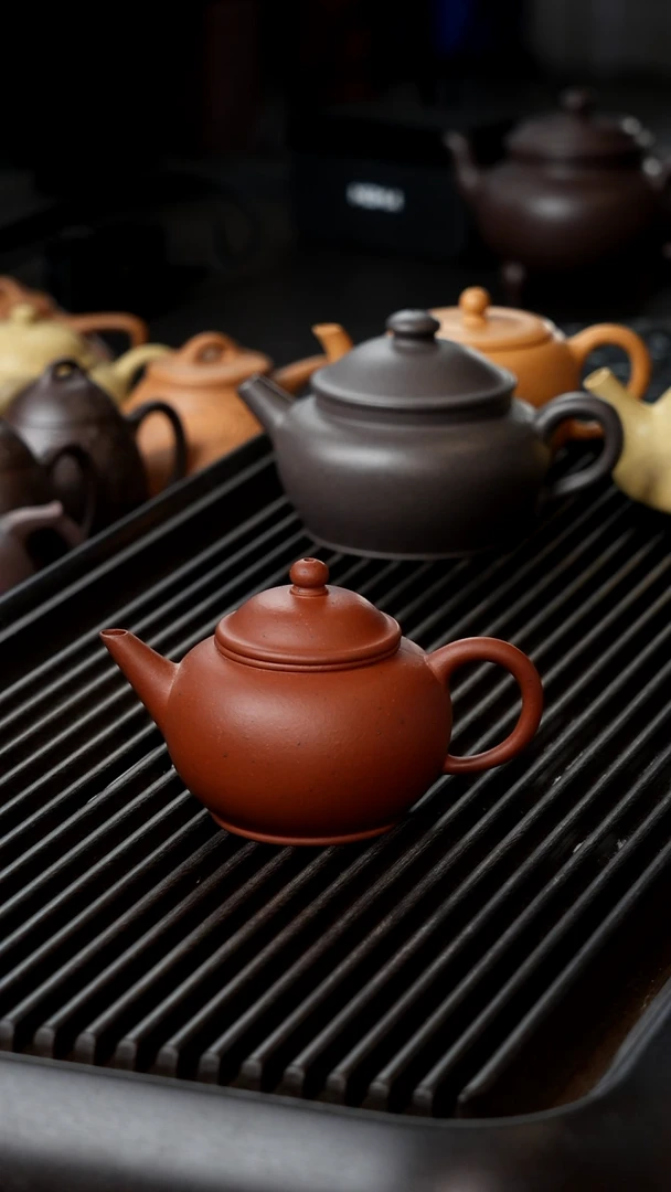 茶壶紫砂红泥水平半手微瑕100
