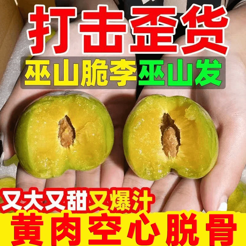 正宗重庆巫山脱骨脆李新鲜当季水果脆甜核小肉厚产地直发整箱XB1