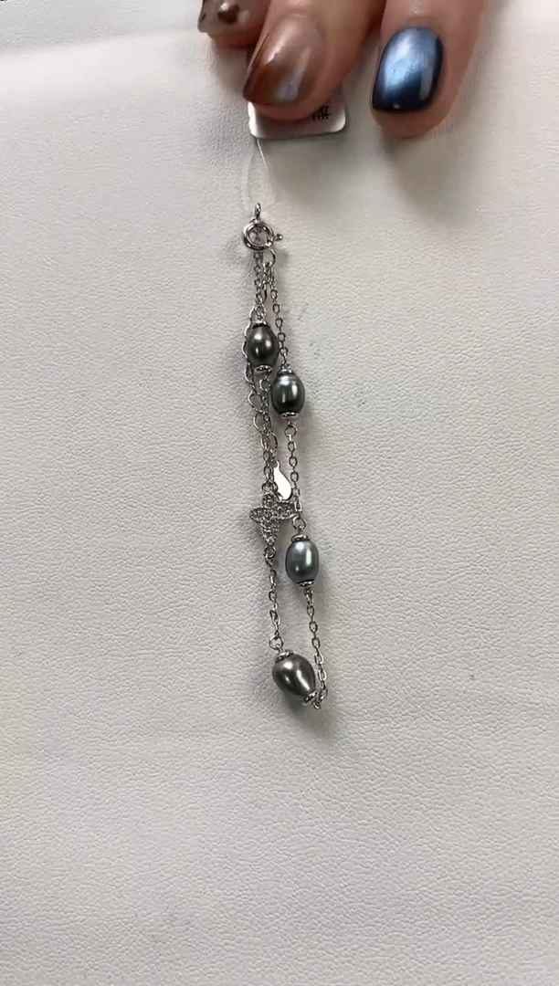 银S925镶嵌手链海水珍珠keshi海水珍珠手链