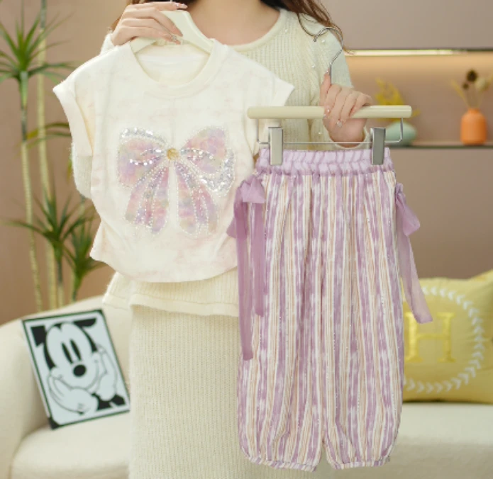 逗小铺【木子】2025新款女童休闲夏季短袖韩版百搭洋气套装m4589