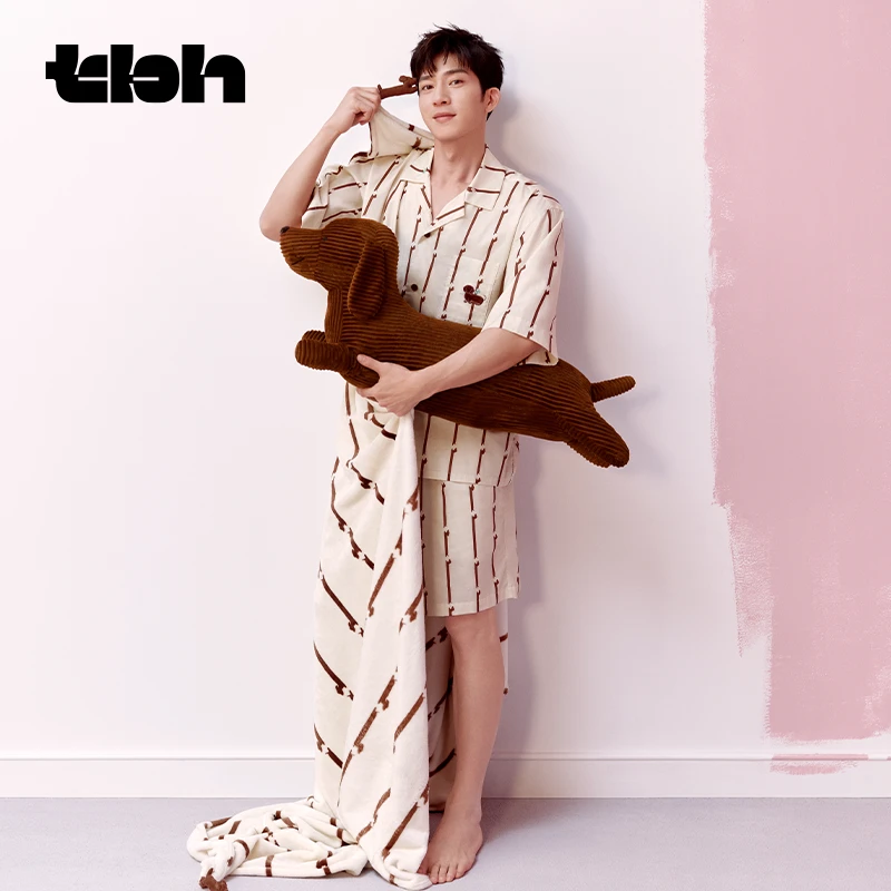 tbh/野兽派家居都市野兽腊肠狗天丝棉家居服可外穿情侣睡衣欧若风