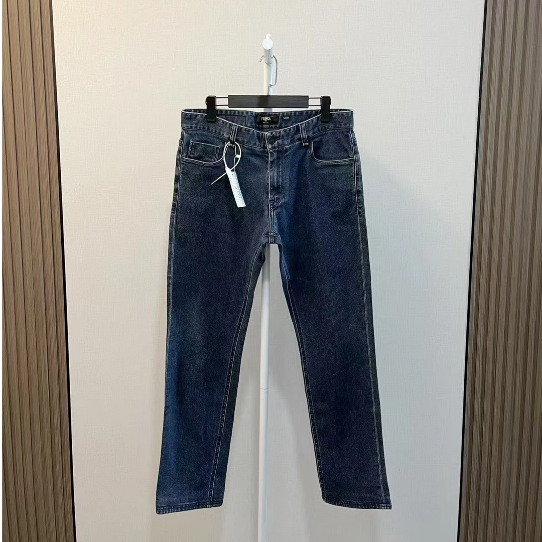 95新 FENDI/芬迪 /水洗蓝背后老花logo休闲牛仔裤长裤/尺码32