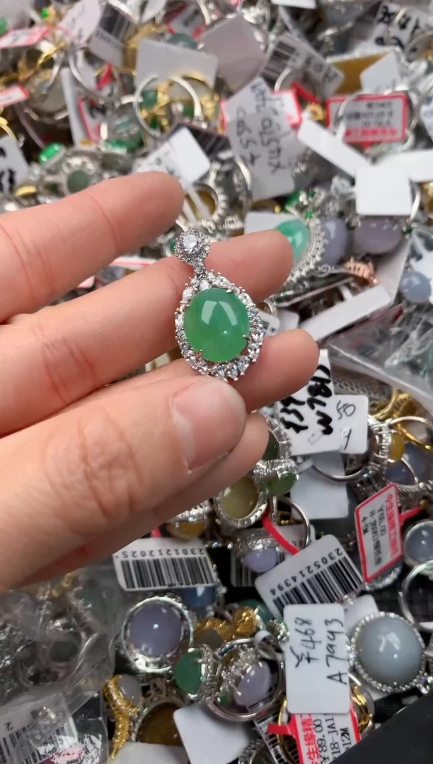 银S925镶嵌戒指翡翠111---------7