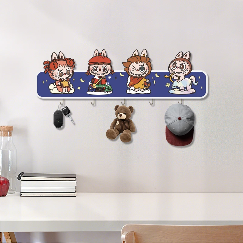 可爱卡通挂画式钥匙收纳装饰挂钩免打孔适用于玄关家居