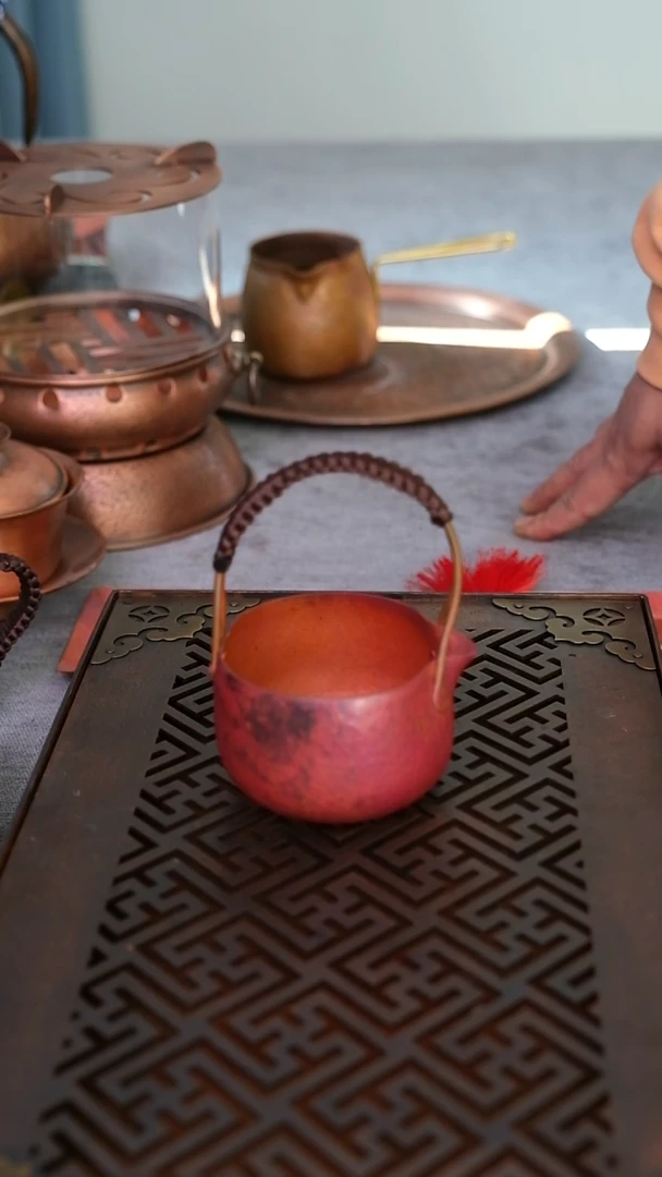 纯紫铜火烧红色小提梁公杯300毫升