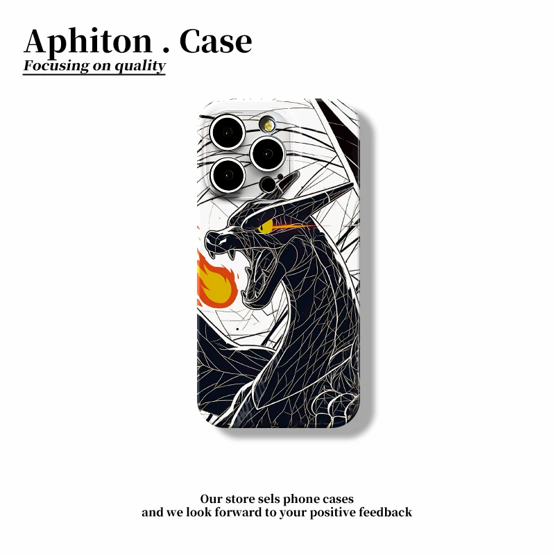 GGBond线条喷火龙适用苹果16/15菲林手机壳华为p70vivo小米14oppo