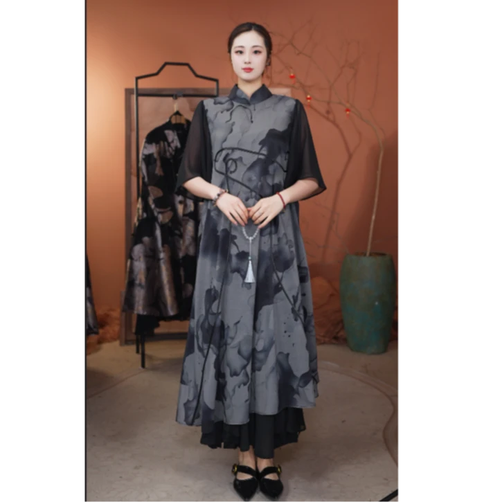 【大海轻奢】BF250406春夏季新款新中式烟雨江南设计款连衣裙旗袍