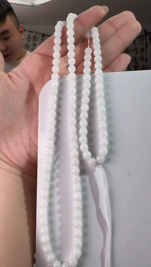 颈饰未镶嵌和田玉白玉108 xp