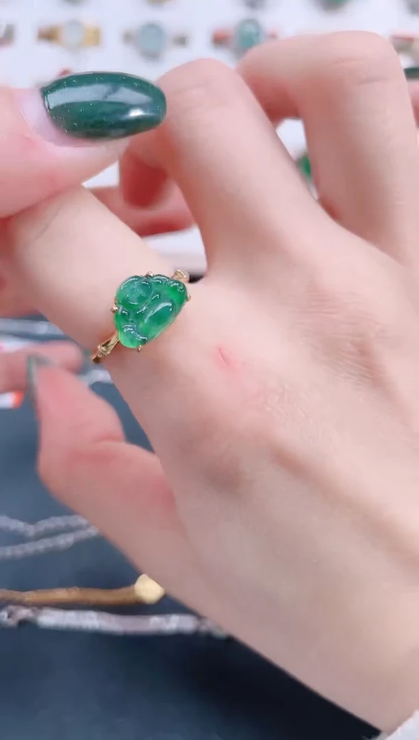 银S925镶嵌戒指翡翠天然翡翠