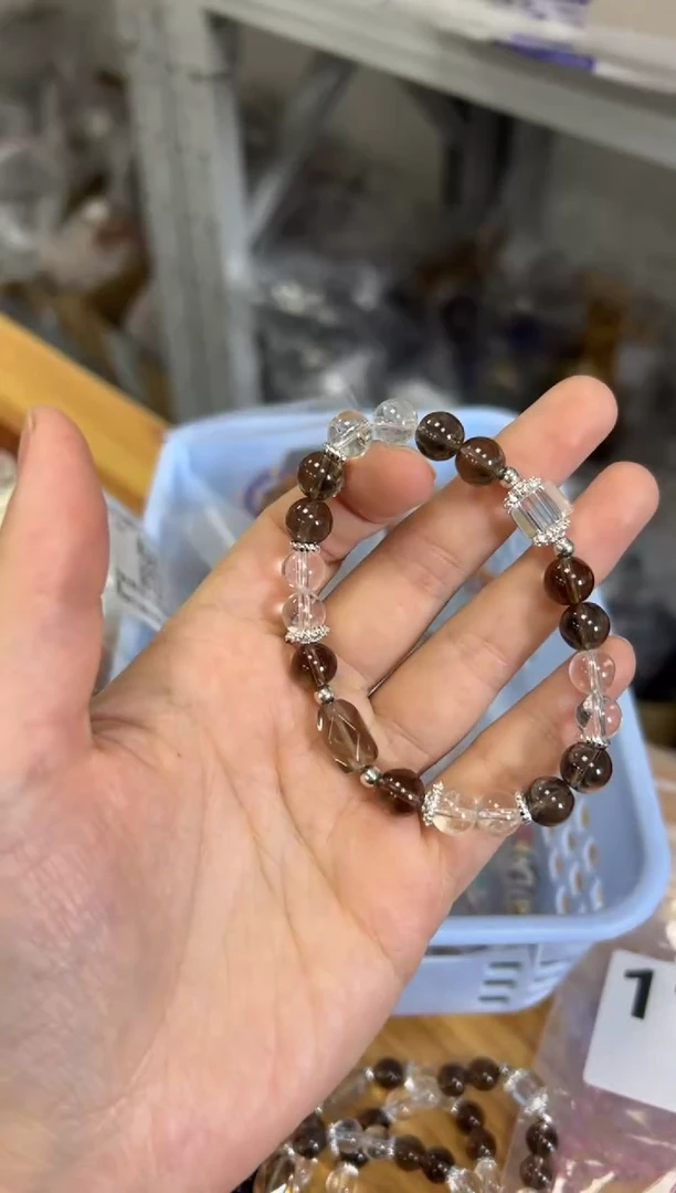 水晶手链未镶嵌茶晶白水晶设计款手串[2058]