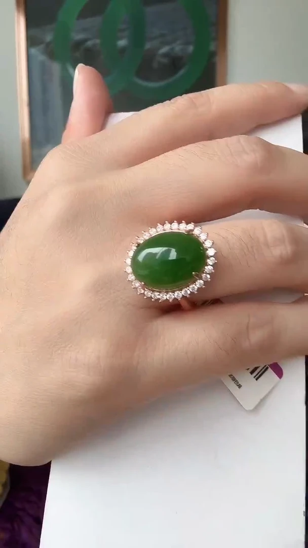 颈饰银S925镶嵌和田玉戒指活口荣倩