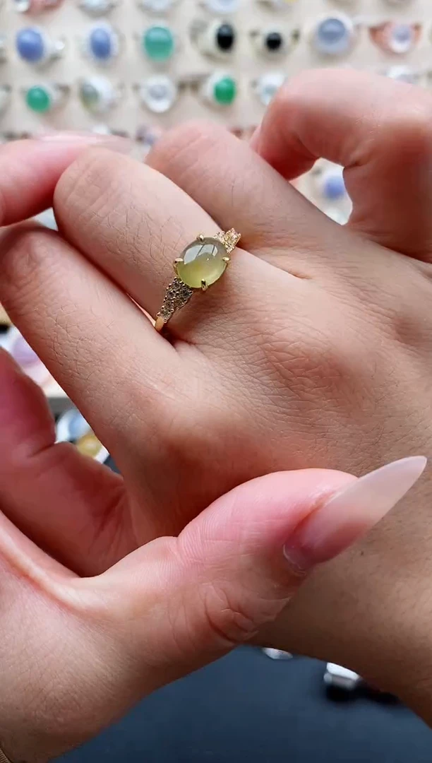 银S925镶嵌戒指翡翠天然缅甸翡翠A货111-6-10