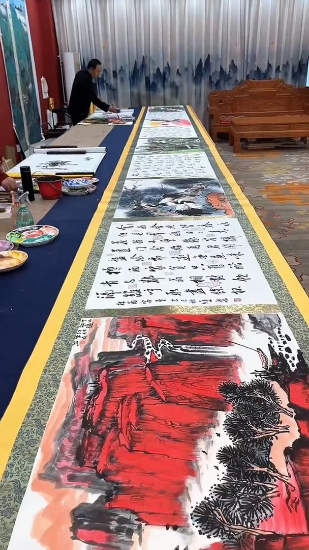 书法合作十米长宽一米长卷