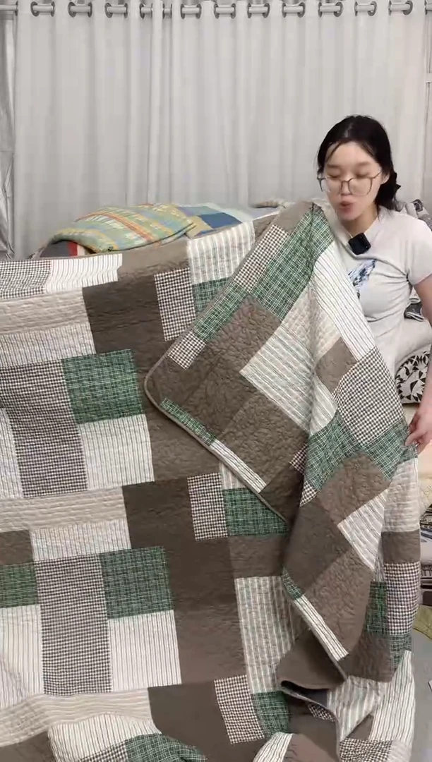 棉230*250绿咖格