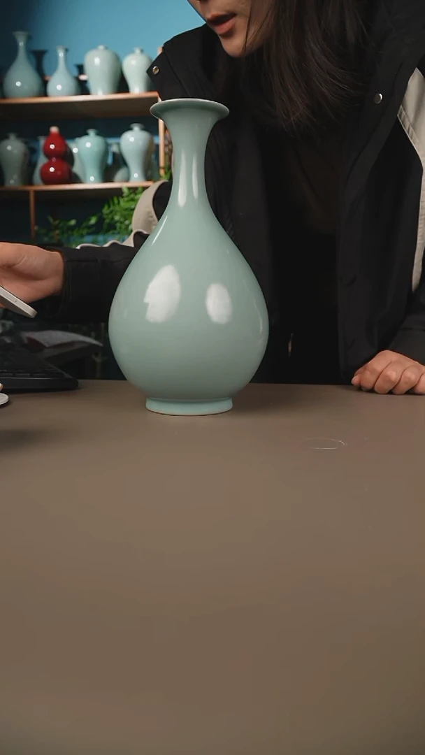 仿古天青玉壶春大号微暇