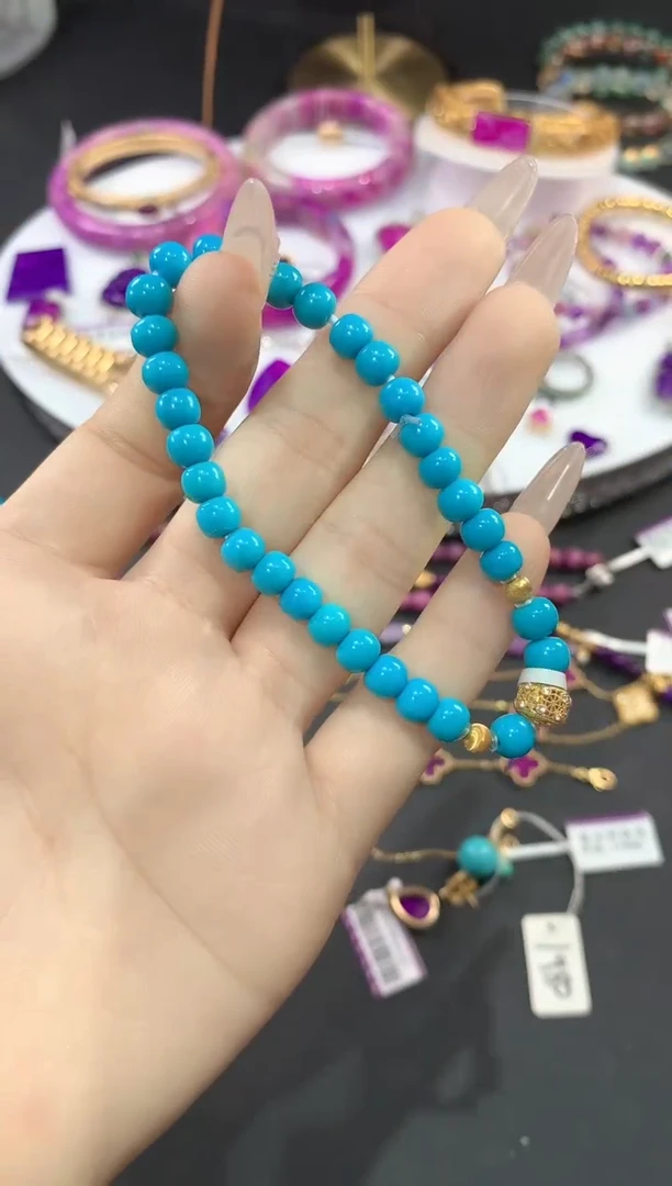 18K金镶嵌绿松石.手串