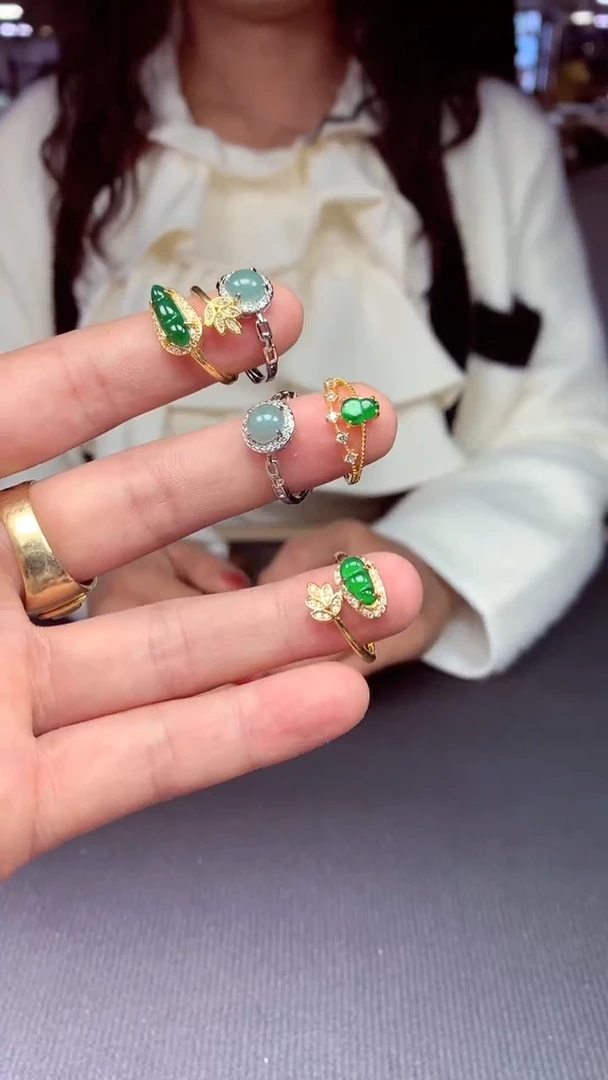 【闪购商品】翡翠戒指银S925镶嵌N多样性发货拍一发一