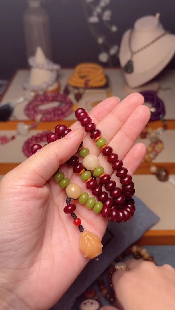 手串白玉菩提道木笔记 红菩提多圈108颗F手