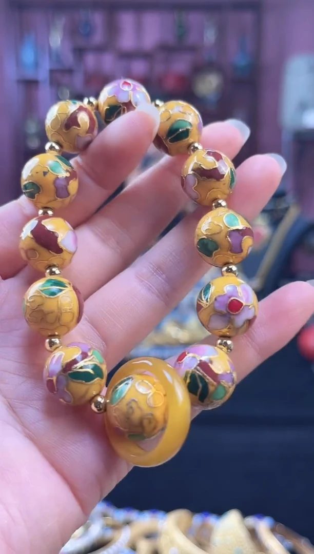 非遗 景泰蓝手串 1.4 黄色