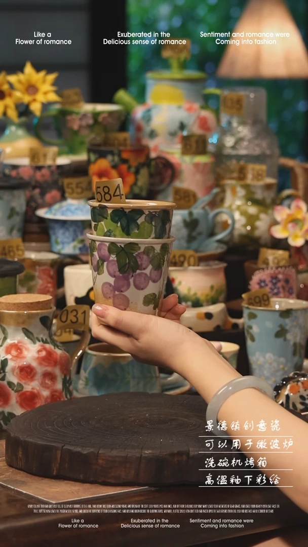 陶瓷一对景德镇高温釉下彩手工手绘款式