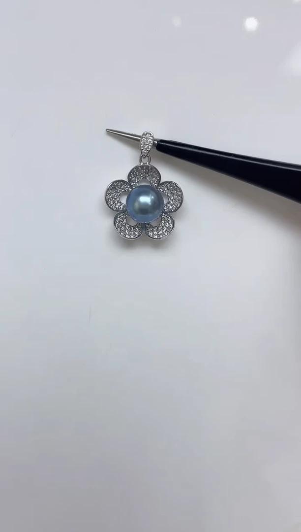 海水珍珠银S925镶嵌颈饰海水珍珠吊坠